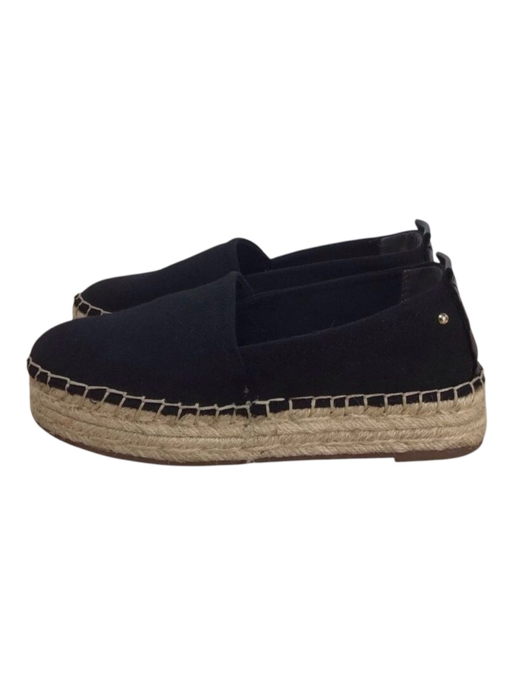 Circus by Sam Edelman Black Espadrille Platform Slip On Flats Size 6 Jute Summer